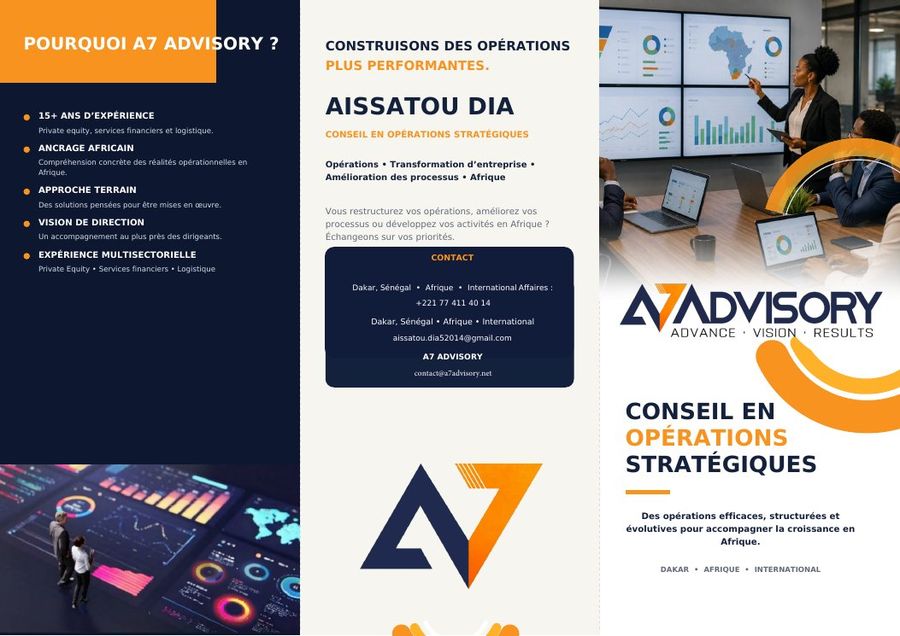 Brochure A7 Advisory : couverture et présentation